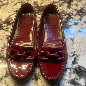 Women's Burberry Red patent leather driving Loafers